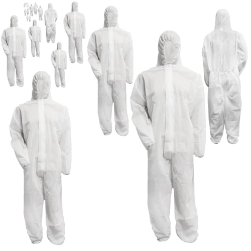 Bohrfux - 10 Stück PP Einweganzug Schutzanzug Einweg Overall Maleranzug 40g/m Gr. L-XXXL (wählbar) Einwegoveralls Polypropylen Schutzoverall (XL)