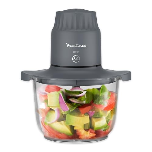 Moulinex Choppeo, Hachoir avec bol en verre, Capacité utile de 1L, Verre borosilicate, 2vitesses, Java Pepper DJ602110