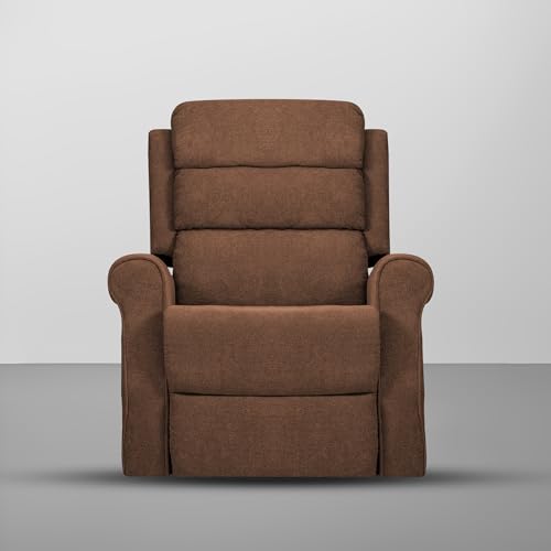 Image of Casaliving Avalon Comfy Fabric Single Seater Recliner Chair, Recliner Sofa for Relaxing, Recliner Chair for Home Relax (Brown) | Premium Fabric Sofa
