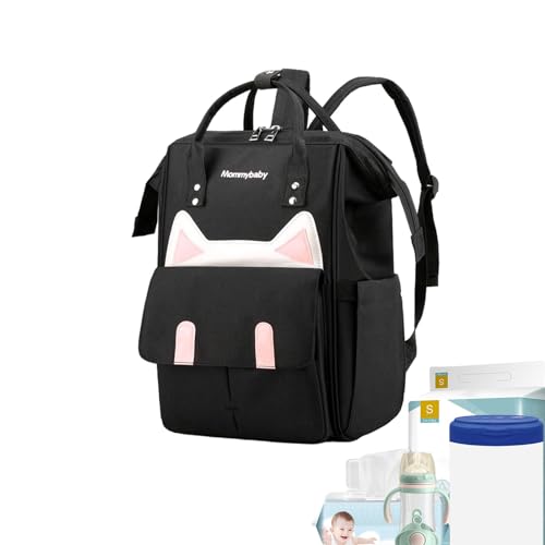 PRIMUZ Mochila para mamá, bolsa de pañales ajustable con orejas de gato, mochila multifuncional para viajes, bolsa de almacenamiento portátil para ropa, hogar, viajes al aire libre, bolsa de mujer,