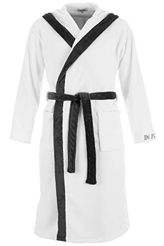 Di Ficchiano Monza Albornoz para hombre con capucha I Bath mullido I Ropa de noche de fibras noble I Kimono con colores y tamaños a elegir XXS – 5XL I Bath Robe Öko-Tex Standard 100 Color gris. XXXXXL