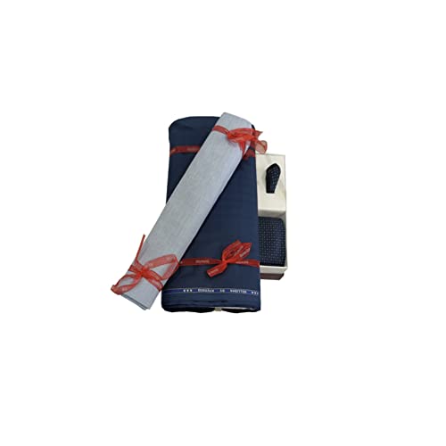 Image of Raymond Men's Unstitched 3.25 Meters Suit Length Set with Tie and Shirt Piece (Multicolour Fabric, All Weather Fabric,Attractive Box)