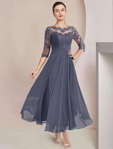 2 Pieces Mother of The Bride Dresses for Wedding Lace Appliques Chiffon Formal Dress with Jacket LW2054