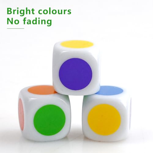 Pack of 30 Colour Cubes, 6 Colours with Dots, Adjustable, 16 mm Dots Adjustable Dice - Image 2