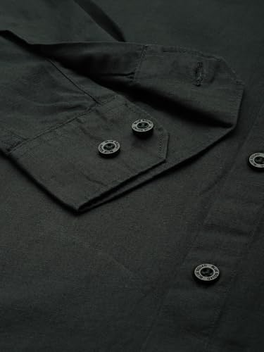 Image of Men's Cotton Linen Solid Shirt | Slim Fit Full Sleeve Casual Shirt | Lightweight | Breaethable | Stylish