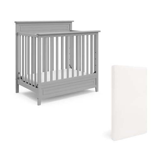 Storkcraft Petal 4-in-1 Convertible Mini Crib (Pebble Gray) – GREENGUARD Gold Certified, Converts to Daybed and Twin-Size Bed, Includes Bonus 2.75-inch Mini Crib Mattress