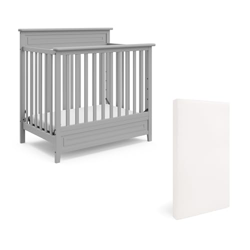 STORKCRAFT Petal 4-in-1 Convertible Mini Crib (Pebble Gray) –...