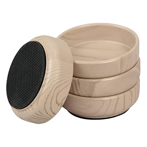 SUNYOK 4 Pcs Castor Cups for Wooden Floors Furniture Feet Cups to Protect Wooden Floors and Carpets Rubber Base Wooden Furniture Cups Protectors for Chair & Sofa Legs Table Feet Bed Cover