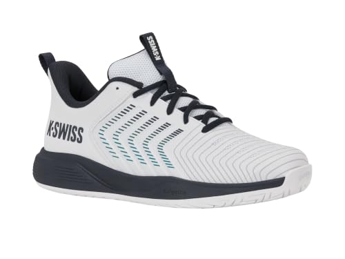 K-Swiss Ultrashot Light Pickleball Tennisplatzschuhe für Herren, Weiß/Carbon/Baltic, 47 EU – Ansicht 2