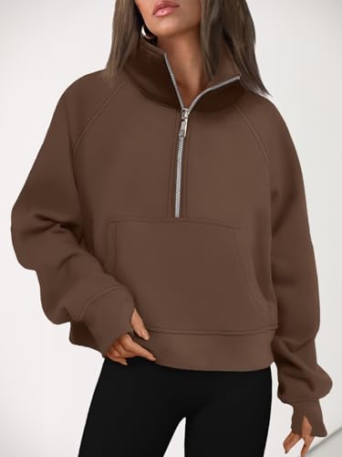 Image of AUTOMET Womens Sweatshirts Half Zip Cropped Pullover Fleece Quarter Zipper Hoodies 2026 Fall Fashion Outfits Clothes