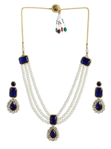 Collar largo Kundan DMZ-2777, el regalo perfecto chapado en oro y latón