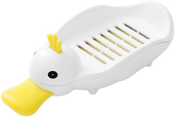 Jabonera con forma de pato lindo estante de jabón de plástico creativo para drenaje de agua, contenedor de caja de jabón con bonito animal drenable
