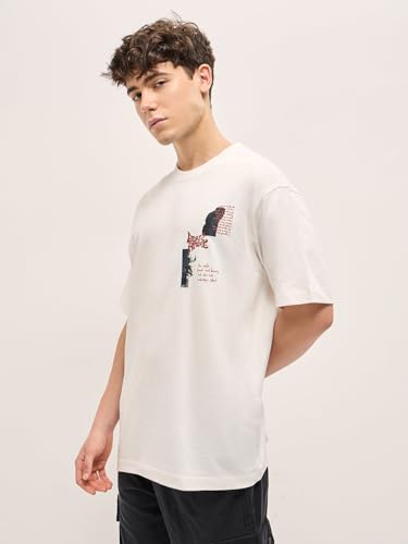 Image of The Bear House Men's Cotton Round Neck Oversize T-Shirt