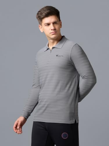 Image of TECHNOSPORT Men's Slim Fit Full Sleeve Polo T-Shirt with Collar, MATPIQ Quick Dry Moisture Wicking Polo Tee for Gym Sports Golf and Casual Wear
