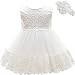 AHAHA, vestito da principessa da bambina, per battesimi, matrimoni, feste, vestito da damigella, Bianco 3, 6 Mesi