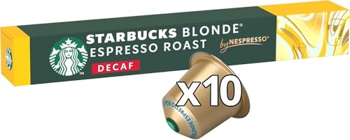 Image of STARBUCKS Blonde Espresso Roast Decaf Coffee Pods (10 Capsules) | Medium Roast | Nespresso Compatible | Single Serve