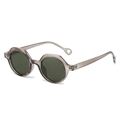 Lunettes de soleil rétro punk rondes femme - Protection UV400 verres dégradés rivets verts