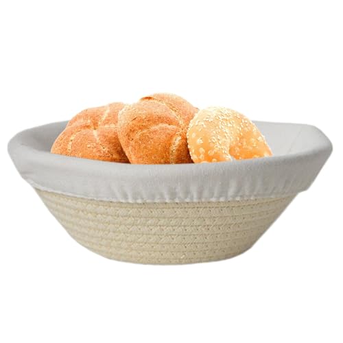 Juego de cestas a prueba de pan, hechas a mano con cuerda de algodón para pan, contenedor de almacenamiento para pastelería, utensilios de cocina, suministros para hornear panes artesanales