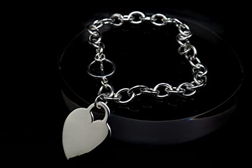 Pori Jewelers .925 Sterling Silver Heart Charm Bracelet - For Women And Girls - Toggle Lock - 7.5" #TOP3