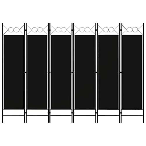 vidaXL Biombo Divisor de 6 Paneles de Pie Plegable Separador Habitación Dormitorio Estancia Decoración Partición Privacidad Negro 240x180 cm
