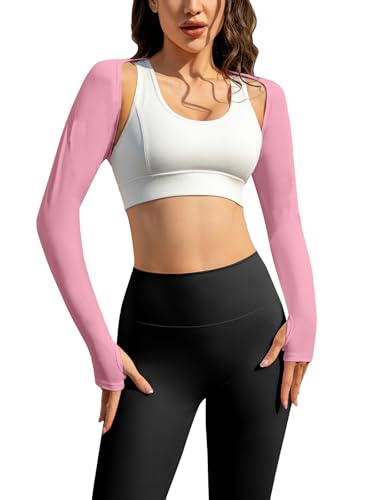 Image of Women Crop Top Long Sleeve Bolero Shrug Workout Tops Open Front Crop