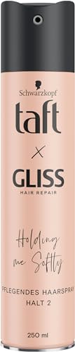 Taft x Gliss Holding me Softly Haarspray Haltegrad 2 (250 ml), Styling Spray gibt flexiblen Halt für alle Haartypen, Haarspray ohne Silikone mit Arganöl und Provitamin B5