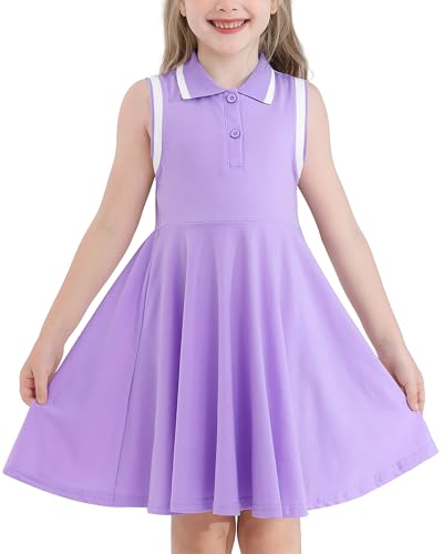 WISREMT Kids Girls Polo Dress Sleeveless Summer Tank Dress Tennis Golf Outfit Sport Active Dresses for School Casual Party