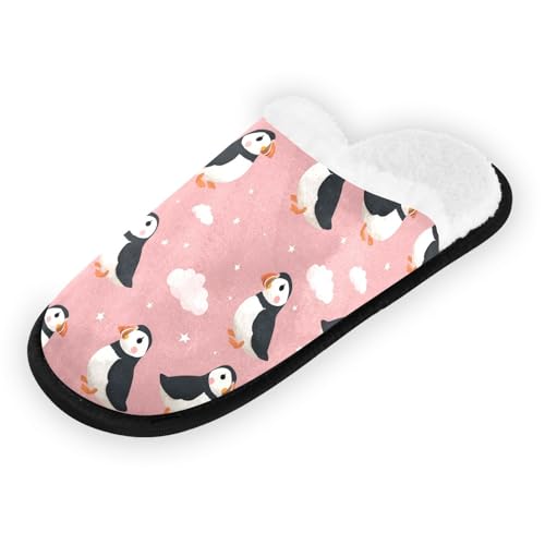 Cartoon Pink Star Puffins Slippers For Women Men Soft Memory Foam Non-Slip Animal Winter Indoor House Shoes Travel Slipper2