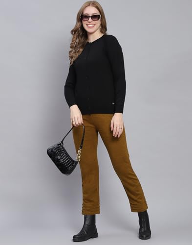 Image of Monte Carlo Women Regular Fit Full Sleeve Solid Round Neck Winter Cardigan (Pack of 1)