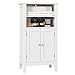 Homfa Bathroom Floor Cabinet Wooden Storage Organizer with Double Doors Adjustable Shelf Free Standing Kitchen Cupboard for Home Office, 19.6L x 11.8W x 36.2H, Cream White