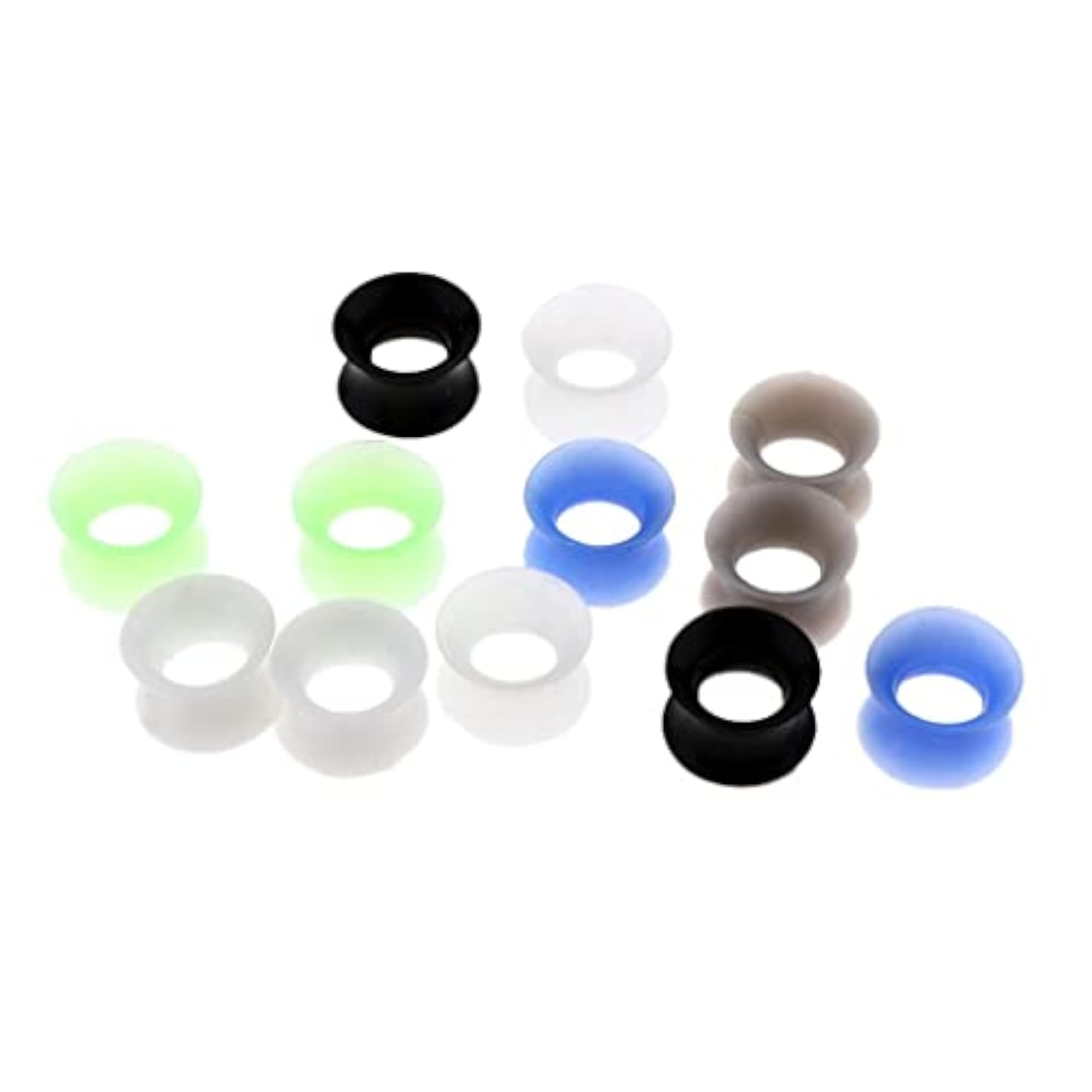 12Pcs Solid Silicone Double Flared Plug Ear Gauge Stretching Expander