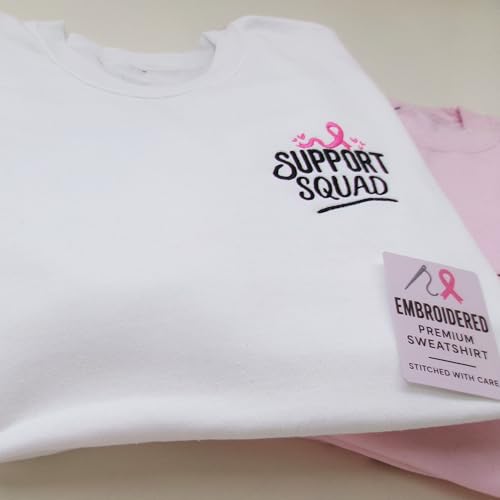 Breast Cancer Awareness Embroidered Sweatshirt Women Pink Ribbon Warrior-Support Squad-Long Sleeve Unisex-Sweatshirt2