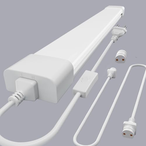 Modlicht LED Feuchtraumleuchte 40cm, 16W 4000K Neutralweiß Deckenleuchte Feuchtraum Flach, 2000LM Feuchtraumlampe, IP65 Wasserfest Werkstattlampe, Kellerleuchte, Neonröhre für Büro Lager Garage