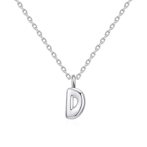 Collar de plata de ley con letra D para niños, joyería de Philip Jones con acabado premium
