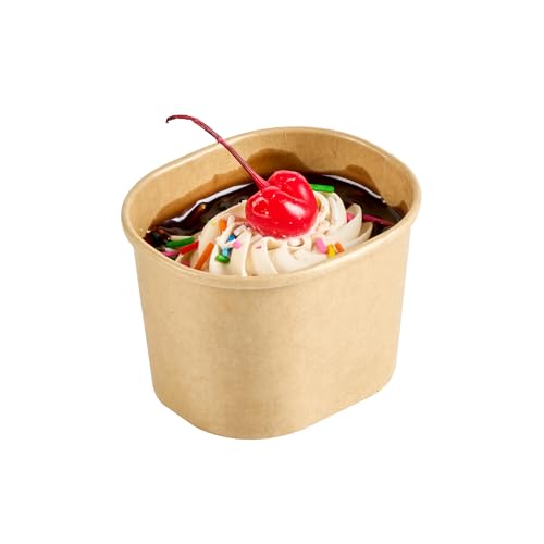 Image of Coppetta 4 Ounce Dessert Cups, 200 Greaseproof Ice Cream Cups - Lids Sold Separately, For Hot And Cold Foods, Kraft Paper Yogurt Bowls, Disposable,For Sundaes, Mousse Or Puddings - Restaurantware