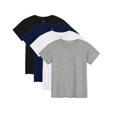 YERIOK 4 Pack Toddler Boys Shirts Short Sleeve T Shirts Boys Tshirts for Kids Toddlers Little Boys Tops Tees Summer T-Shirts Cover