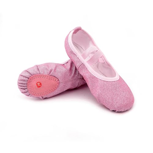 Girls Ballet Shoes Glitter Split-Sole Dance Slippers Toddler Kid Practice Flats Girls Slip On Dress Shoes 7