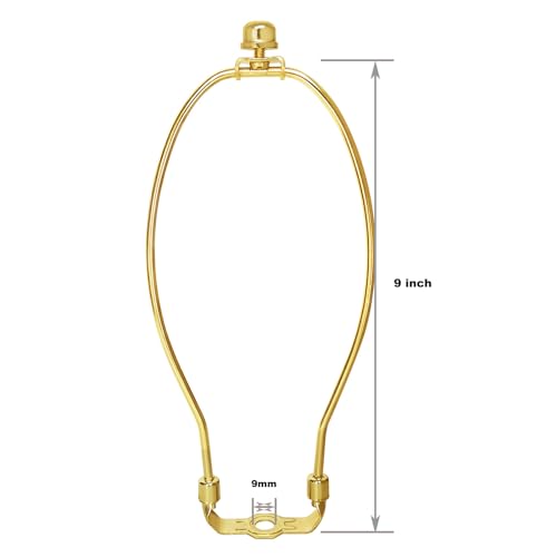 Image of GY & CK 9 Inch Lamp Shade Harp for Table and Floor Lamps, Heavy Duty Lamp Shade Bracket with Standard Harp Saddle and Lamp Finial, Detachable Lamp Shade Holder and Finial Set, Brass, 2 Pack