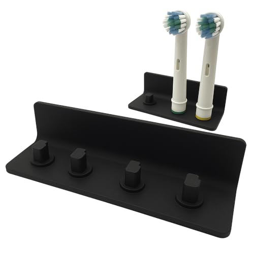 AllBright 電動歯ブラシスタンド 歯ブラシホルダー 電動歯ブラシ 収納 洗面所 差し込み 両面テープ式 ブラウン用 オーラルB用 Oral-B対応 Proシリーズ対応 (ブラック)
