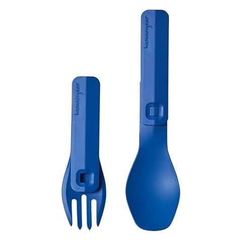 Humangear GoBites Click | Travel & Camping Utensils | Portable & Convertible Dining Ware | Collapsable Fork and Spoon | Blue, Click Cover
