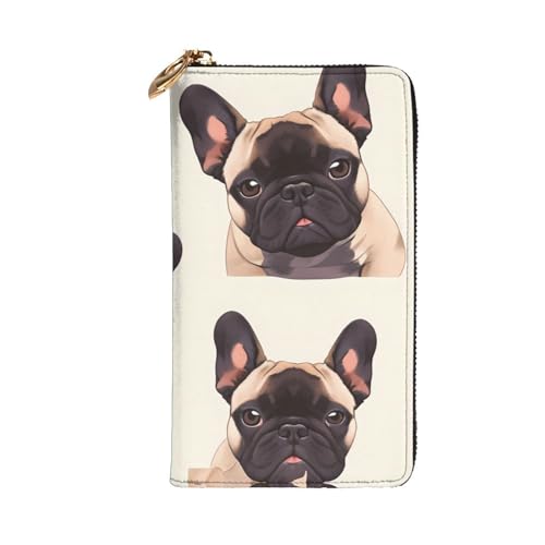 French Bulldog Dog Prints Leather Long Clutch Wallet for Fashionable Girls and Women - Durable, Stylish, and Functional, Black, One Size2