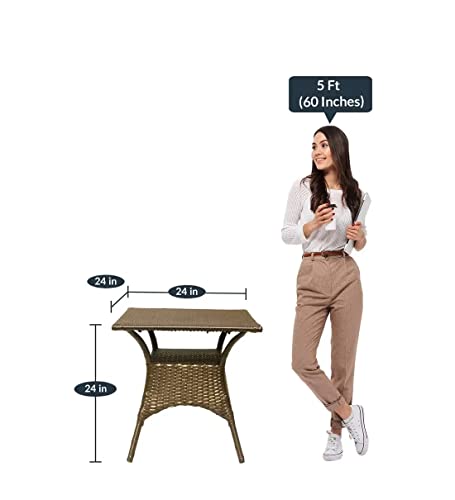 Image of Anaya Decor D-12 Chairs Table Set 4+1 Wicker Patio Furniture Sets 4 Chair and 1 Table for Garden Balcony Bedroom Powder Coated Frame Uv Protected Wicker (Brown-Gold)