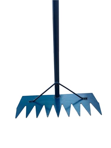 Image of Shree Somgiri Heavy Duty Iron Garden Rake with 4 FT Long Iron Handle Wide Sharp Iron Teeth -14 inch for Efficient Lawn & Yard Clean-up Multi-Purpose Garden Tool for Soil Leveling, Leaf Raking