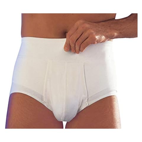 SCUDOTEX Hernie Inguinal Underwear for Hernie Men Without Bats Size 4 White Cover