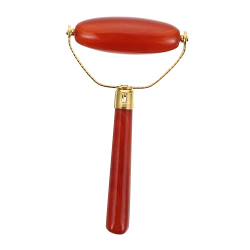 HAPINARY Red Agate Face Massager Dual-headed Rolling Tool for Facial Beauty and Relaxation Ergonomic Handheld Design for Home Use and Salons Safe for All Skin Types