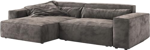 DELIFE Eckcouch Sirpio XL Mikrofaser Khakibraun 270x170 cm Recamiere variabel