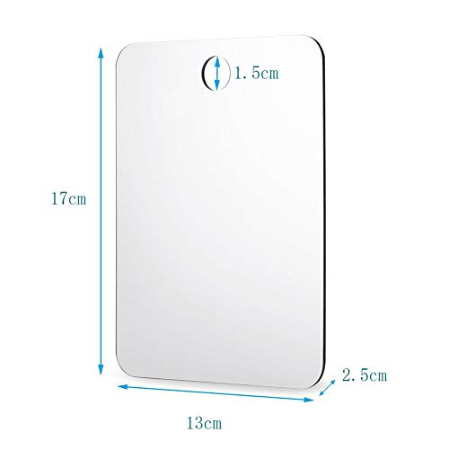 Allouli Acrylic Mirror Fogless Unbreakable Portable Travel Shower Bathroom Fog Free 13 * 17cm with Suction Cup
