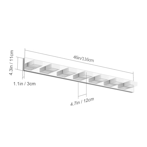 Image of Ralbay 46 inch Modern LED Chrome Vanity Lights 7 Lights Acrylic Stainless Steel LED Vanity Light Fixtures Chrome Bathroom Lighting Over Mirror