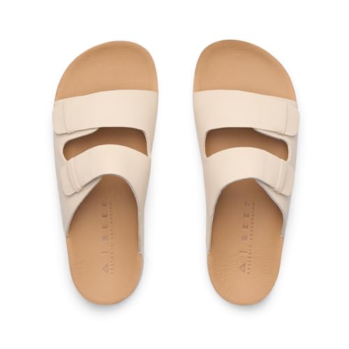 Image of REEF Ojai Two Bar Women's Fashion Slide Sandal, Premium Leather, Soft Cushion Footbed