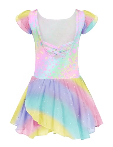 Image of Arshiner Girls Ruffle Sleeve Ballet Dance Dress Tutu Skirted Leotard